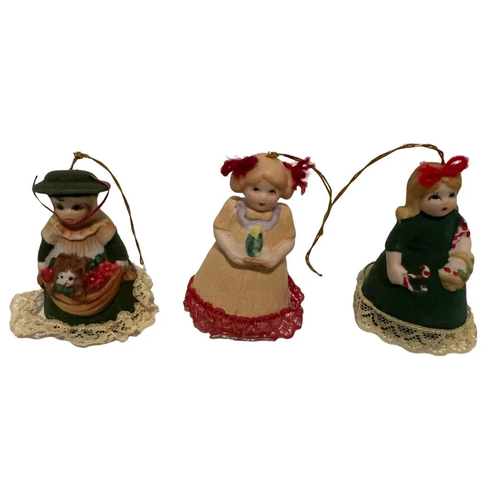 Vintage Christmas Ornaments Lil Chimers Porcelain Doll Bell Jasco n Orig Boxes